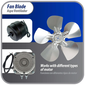 Appli Parts APFB-A12CCW Aluminum Fan Blade 12 in, 300 mm, CCW, 22 degrees, hubless 5 holes, 5 wings