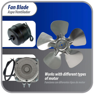 Appli Parts APFB-A10CCW Aluminum Fan Blade 10 in, 250 mm, CCW, 22 degrees, hubless 5 holes, 5 wings