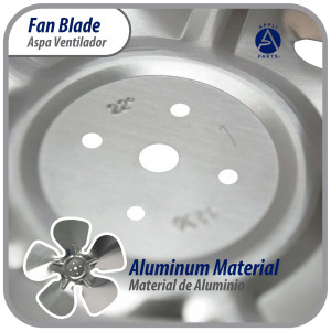 Appli Parts APFB-A10CCW Aluminum Fan Blade 10 in, 250 mm, CCW, 22 degrees, hubless 5 holes, 5 wings