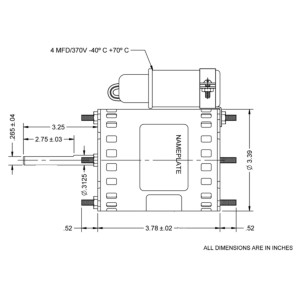 US Motor 9721 1/12 1/15 1/20Hp 1550 rpm, 4 poles, 1 shaft, OAO Enclosure, 3.3 diameter, Reversible, 115V-230V/50/60Hz/1Ph 9721 K033DGV1434014B 3.78in frame, 3.25in shaft
 US Motor 9721 1/12 1/15 1/20Hp 1550 rpm, 4 poles, 1 shaft, OAO Enclosure, 3.3 diameter, Reversible, 115V-230V/50/60Hz/1Ph 9721 K033DGV1434014B 3.78in frame, 3.25in shaft