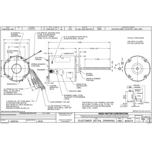 US Motor 1862H Mojave 1/2 hp 1075 rpm, 6 poles, 1 shaft, TEAO Enclosure, 1 speed, 3.2 A, CCW, Lead End, Reversible, 208-230 V/ 60 hz/ 1ph 10 mfd/370 VAC Run Capacitor Not Included , K055WEJ0626012B