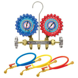 Uniweld A2LM5BV Manifold Set R-32/R-454B/R-448A/R-410A Fahrenheit psi, 5 ft Ball Valve Hoses