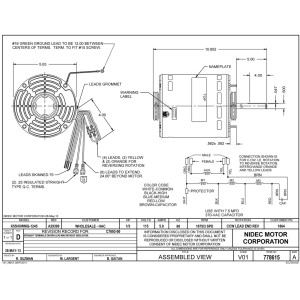 US Motors 1/3 hp 1075 rpm, 6 poles, 1 shaft, OAO Enclosure, 3 speed, 5.6 diameter, CCW, Lead End, Reversible, 115v, 60 hz, 1 ph, 7.5 mfd/370 VAC Run Capacitor Not Included , 1864 K055WMG1245012B