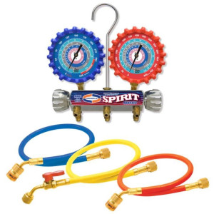 Uniweld A2LSM5EZ Manifold Set Spirit R-32/R-454B/R-448A/R-410A Fahrenheit psi, 5 ft EZ Turn Hoses