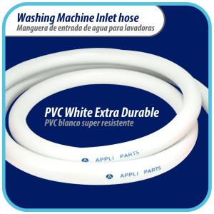 Appli Parts APIH-5934E2 Manguera 1.5m Entrada de Agua Lavadora conector 3/4 pulg Nylon Hembra Recto y Conector Hembra Codo de 90 grados con sellos, Blanca de PVC extra Resistente Appli Parts APIH-5934E2 Manguera 1.5m Entrada de Agua Lavadora conector 3/4 pulg Nylon Hembra Recto y Conector Hembra Codo de 90 grados con sellos, Blanca de PVC extra Resistente