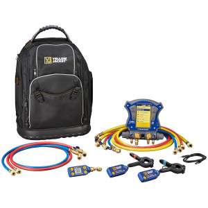 TITANMAX 40887 Manometro Digital con sensores inalambricos: colector TITANMAX, vacuometro YJACK VAC, abrazaderas de temperatura YJACK (2),, juego de (6) mangueras PLUS II: (3) 60 pulg 1/4 in RYB