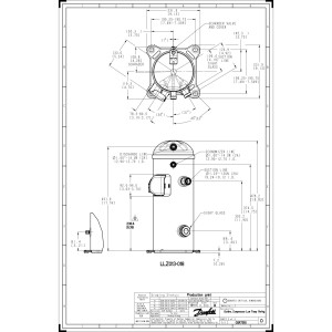 Danfoss LLZ015T2LQ9C 5 HP LBP Compresor Scroll para Refrigeracion 208-230/3/60 (V/Ph/Hz) R404A, R507, R452A, R448A, R449A, Conexion Rotolock, 121L9546, 121L9547, 121L9515, 121L9055