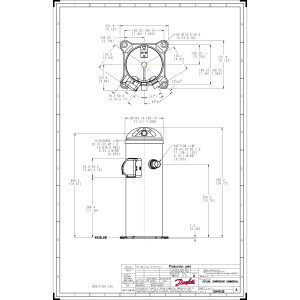 Danfoss HCP120T4LC6 10 tons 120, 000 btu/h R407C Scroll compressor for Air conditioning 380-415/3/50, 460/3/60 (V/Ph/Hz) Discharge 7/8 in, Suction 1-1/8 in, ODF, PVE Oil 121L0401, 121L0398