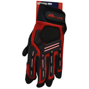 MA-Line MAGLGM Work Glove M, Padded Fingers, Leather padded Palm, Rubber pads on back