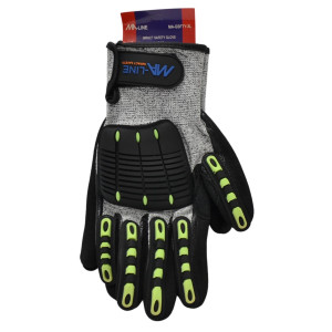 MA-Line MA-GSFTY-L Safety Glove L, Finger Protection Pads, No slip Silicone Webbing, Padded palms