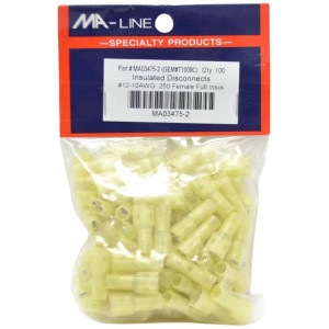 MA-Line MA03475-2 Quick Disconnect Fully Insulated Female 12-10F, 250 TAB. Bag of 100ea