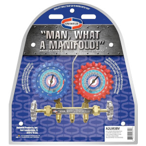 Uniweld A2LM3BV Manifold Set R-32/R-454B/R-448A/R-410A Fahrenheit psi, 3 ft Hose with Ball Valve