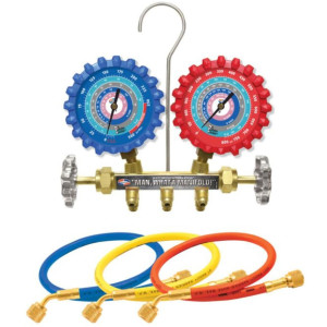 Uniweld A2LM3H Manifold R-32/R-454B/R-448A/R-410A Fahrenheit psi, 3 ft Hoses