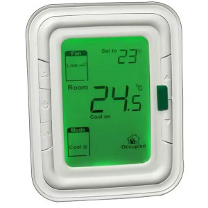 Honeywell T6861V1WG Termostato Fan Coil, Vertical, Blanco, Pantalla Verde, 2/4 Tubos, 115 V Honeywell T6861V1WG Termostato Fan Coil, Vertical, Blanco, Pantalla Verde, 2/4 Tubos, 115 V
