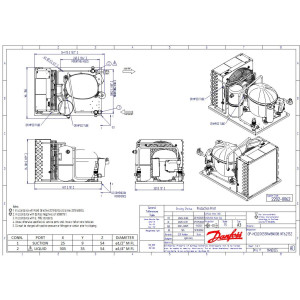 Danfoss HCGC0055RWB000B 1/2HP+, R134a Unidad Condensadora para Refrigeracion, Cobre y Aluminio LMBP 115/1/60 (V/Ph/Hz) 1 Ventilador, Compresor Fraccionario NT6215Z, 114N2025
