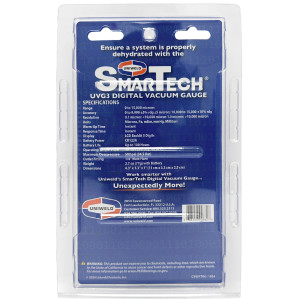 Uniweld UVG3 Smartech Digital Vacuum Gauge, Backlit Display. 0-15000 Micron Range
Max Over pressure 500psi, UVGA adapter Included
Requires 1 CR132AA Battery (included)