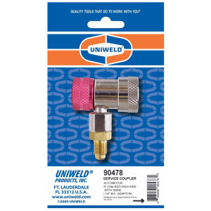 Uniweld 90478 Acople Rapido Manual R-134 Rojo Alta con Adaptador 1/4 pulg para aire acondicionado Automotriz Uniweld 90478 Acople Rapido Manual R-134 Rojo Alta con Adaptador 1/4 pulg para aire acondicionado Automotriz