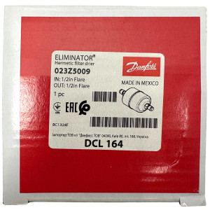 Danfoss 023Z5009 1/2in Liquid Line Refrigerant AC Filter Drier hvac refrigeration Flare 6.7-10tons Unidirectional 6-7/8in Long 3-1/8in Wide DCL 164