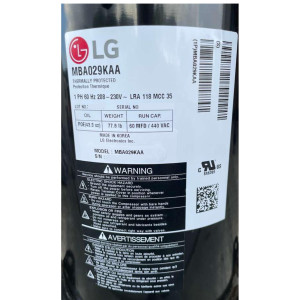 LG MBA029KA 4.5 HP MBP Refrigeration Scroll Compressor 208-230/1/60 (V/Ph/Hz) Compatible with R404A, POE Oil, Run Cap 60 mfd 440 VAC

