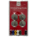 Electrolux KNOBKIT4S Perillas Universales para Estufa, 4 perillas Acero Inoxidable con adaptadores