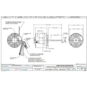 US Motors 8904 Motor 3/4 HP 1075 RPM, 115 V, 1 Ph, OAO, 3 Speed, 5.6 Frame, CCW Rotation from Lead End, Reversible, 6 Poles, Includes 15 MFD 370 VAC Run Capacitor, Model K055WPY1412012B