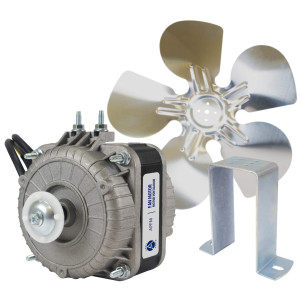 Appli Parts APFM-342E 34W Condenser and Evaporator Fan Motor 220V 60Hz 1.2A, Includes 12in Aluminum Fan Blade and Mounting Base, Universal Replacement for Commercial Refrigeration Units