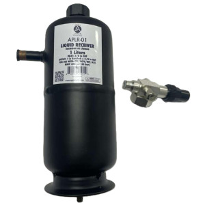 Appli Parts APLR-01 Tanque Recibidor de Liquido 1 Litros 1/4 pulg ODF Entrada x 1/4 pulg ODF Salida Conexion Rotolock 1 pulg SAE x 1/4 pulg ODF