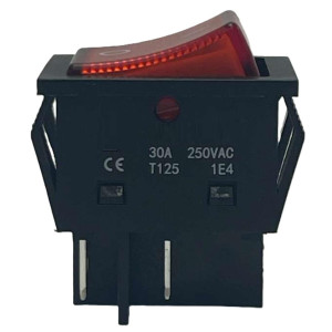 Appli Parts APRS-250R Interruptor 250V, 30A, Rojo, con Luz, DPST, 4 Pines