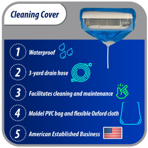 Appli Parts APCC-1836B Cleaning Cover Kit or Maintenance for Mini Split 1.5 - 3 Tons (from 18,000 to 36,000 Btu), 3.3 to 4.27 ft in length, Waterproof, 3 yd Drain Hose, with Support Plate.