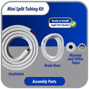 Appli Parts APLS-K14123813 Kit de Tuberia Mini Split 1/4 x 1/2 in, 4 m, con Aislante 3/8, Manguera Desague, Cinta Momia y Cinta Teflon. Fabricado en cobre y aluminio