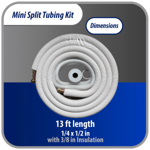 Appli Parts APLS-K14123813 Kit de Tuberia Mini Split 1/4 x 1/2 in, 4 m, con Aislante 3/8, Manguera Desague, Cinta Momia y Cinta Teflon. Fabricado en cobre y aluminio