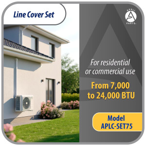 Appli Parts APLC-SET75 Line Cover Set 3 in x 7.5 ft for Mini Split HVAC 7000 to 24000 BTU Includes 2 Straight Ducts, Coupling, Wall Cap, End Cap and Installation Screws