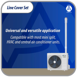Appli Parts APLC-SET75 Line Cover Set 3 in x 7.5 ft for Mini Split HVAC 7000 to 24000 BTU Includes 2 Straight Ducts, Coupling, Wall Cap, End Cap and Installation Screws