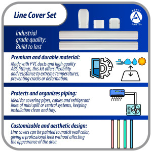 Appli Parts APLC-SET110 Line Cover Set 4in x 7.5 ft includes, 2 Straight, 1 Coupling, 1 Wall Cap Cover, 1 End Cap