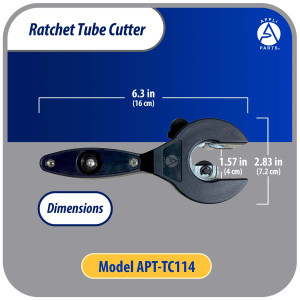 Appli Parts APT-TC114 Cortador de tubos con trinquete 1/4 a 7/8 in (6 a 23 mm) para cobre, aluminio, laton, acero inoxidable y PVC con cuchilla de repuesto diseno ergonomico y duradero