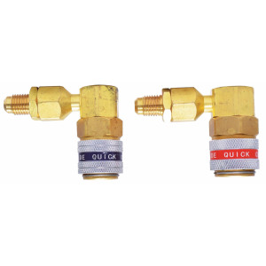 Uniweld 90486 Quick Coupler Automative Sevice Kit R134 with 1/4 in Adaptors. Red High Side, Blue Low side