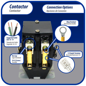 Appli Parts APAC-22024 Heavy Duty Contactor 2 Poles 20A 24V Coil Replacement for AC Compressors and Electrical Applications UL Certified E476929