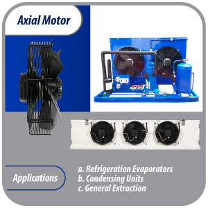 Appli Parts AXF-550-4 21-5/8 in Axial Fan Motor Guard Mounted Fan Blade 220-440V, 3Ph 50-60 Hz 600W 1560 rpm, Universal replacement for Cold Room Evaporators, Condensing Units, Work Temp -22F to 140F