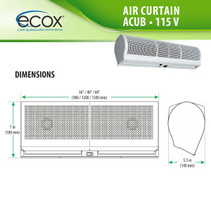 ecox ACUB09CA Air Curtain 36 in, 110 V, 60 Hz, 1 Ph, 100 W. For Residential or Commercial Use
