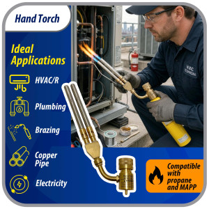 Appli Parts APHT-1D2 Soplete Boquilla de Soldar, Antorcha, Lampara doble para usar con Propano o Mapp para usos en plomeria electricidad refrigeracion aire acondicionado y mas