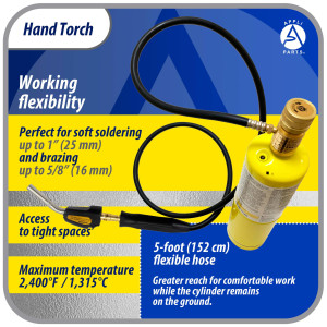 Appli Parts APHT-3SW Soplete Boquilla de Soldar, Antorcha, Lampara con manguera y encendedor para usar con Propano o Mapp en plomeria electricidad refrigeracion aire acondicionado y mas
