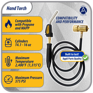 Appli Parts APHT-3SW Soplete Boquilla de Soldar, Antorcha, Lampara con manguera y encendedor para usar con Propano o Mapp en plomeria electricidad refrigeracion aire acondicionado y mas