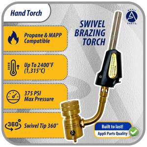 Appli Parts APHT-1S Soplete Boquilla de Soldar, Antorcha manual de un solo quemador con encendedor de arranque para soldadura fuerte con Mapp o punta giratoria de combustible de propano
