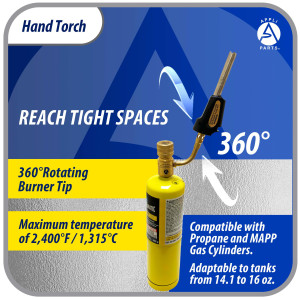 Appli Parts APHT-1S Soplete Boquilla de Soldar, Antorcha manual de un solo quemador con encendedor de arranque para soldadura fuerte con Mapp o punta giratoria de combustible de propano