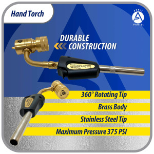 Appli Parts APHT-1S Soplete Boquilla de Soldar, Antorcha manual de un solo quemador con encendedor de arranque para soldadura fuerte con Mapp o punta giratoria de combustible de propano