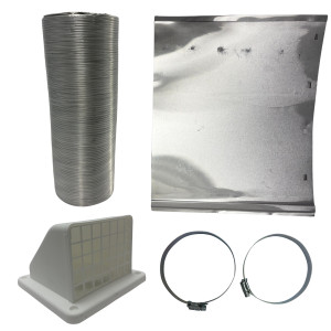 Lambro 1375W-R 4 in x 8 ft Wall Vent Kit for Dryer, Bathroom Fan and General Ventilation, Flame Resistant Semi-Rigid Duct UL 2158A, Hood with Damper and Screen, Replaces 316WUL and 316W
