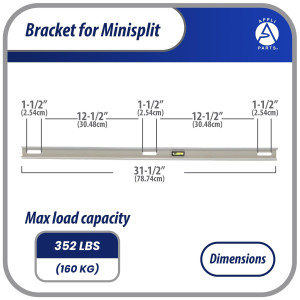 Appli Parts APAB-3160 Mini Split Wall Mount AC Unit Bracket, Heavy Duty Outdoor Support Up to 352 lbs, Fits 5000-36000 BTU Units, Level Cross Bar, Anti Vibration Pads, Full Install Kit