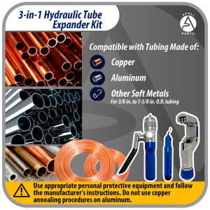 Appli Parts APT-FT300L Expansor Hidraulico, Corta Tubo y Desbarbador para tuberias 3/8, 1/2, 5/8, 3/4, 7/8, 1, 1-1/8, 1-1/4, 1-3/8, 1-1/2, 1-5/8 pulg para Cobre, Aluminio y otros materiales blandos