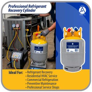 Appli Parts APRRC-30 Refrigerant Recovery Cylinder 30 lb, 3.6 US gal, 406 psi Working Pressure, HP295 Steel, Dual Liquid/Vapor Valves, Compatible with R12 R22 R134a R410A R407C and more, HVAC use