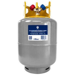 Appli Parts APRRC-50 Refrigerant Recovery Cylinder 50 lb, 6 US gal, 406 psi Working Pressure, HP295 Steel, Dual Liquid/Vapor Valves, Compatible with R12 R22 R134a R410A R407C and more, HVAC use